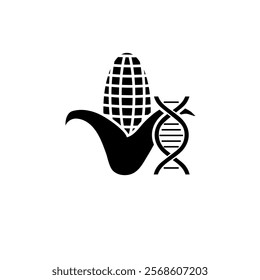 Genetically Modified Organisms Corn Solid Flat Vector Icon Isolated on White Background.