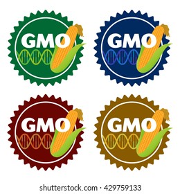 Genetically Modified Organisms (GMO) emblem or sticker icons