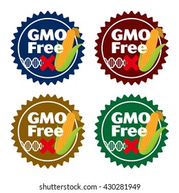 Genetically Modified Organisms (GMO) free, emblem or sticker icon