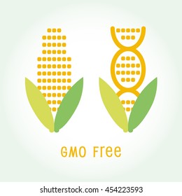 Genetically Modified Organisms GMO FREE symbol emblem icon vector illustration
