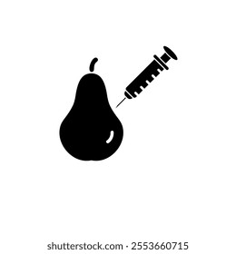 Genetically Modified Pear, GMO Fruit Solid Flat Vector Icon Isolated on White Background.
