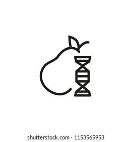 Genetically modified pear line icon. Fruit, dna, mutation. Genome concept. Vector illustration can be used for topics like food, science, development
