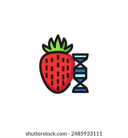 Genetically modified strawberry line icon. Berry, allergy, crop. Selection concept. Vector illustration can be used for topics like gardening, gmo, biotechnology