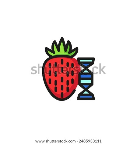 Genetically modified strawberry line icon. Berry, allergy, crop. Selection concept. Vector illustration can be used for topics like gardening, gmo, biotechnology