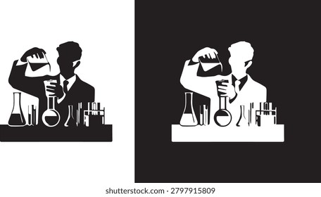 	
Geneticist man researching in laboratory vector icon	
