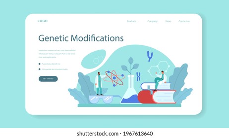 Geneticist web banner or landing page. Medicine and science technology