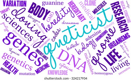 Geneticist Word Cloud On a White Background. 