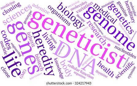 Geneticist Word Cloud On a White Background. 
