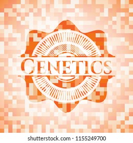 Genetics abstract orange mosaic emblem