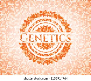 Genetics abstract orange mosaic emblem