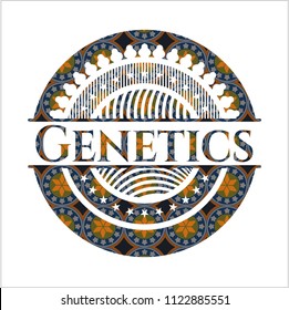 Genetics arabic emblem background. Arabesque decoration.