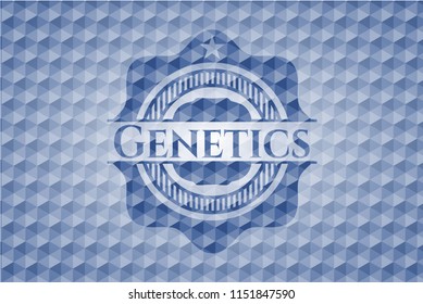 Genetics blue emblem with geometric pattern.