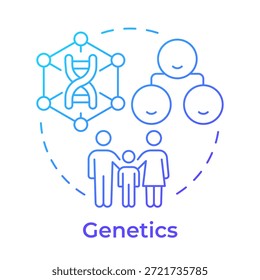 Genetik blaue Farbverlauf-Konzept-Symbol. Familiengesundheit, medizinische Versorgung. Vererbung von Genen. Runde Liniendarstellung. Abstrakte Idee. Grafikdesign. Einfache Verwendung in Blog-Post, Broschüre