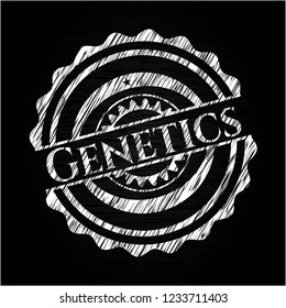 Genetics chalk emblem written on a blackboard