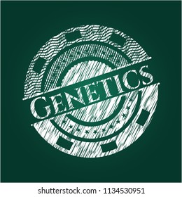 Genetics chalkboard emblem written on a blackboard
