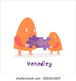 Genetics Character Icon. Heredity Funny Pictogram. Family History Sign. Medical, Healthcare, Biology, Healthy Lifestyle Concept. Editable Vector Illustration In Pastel Colors.