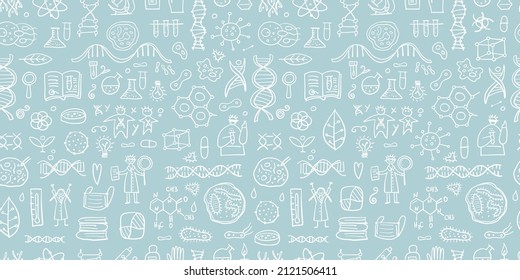 Genetics and chemistry, biology seamless pattern for your design