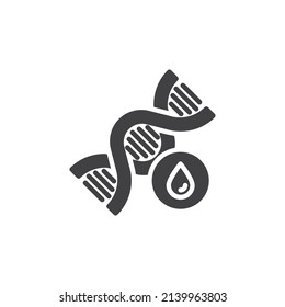 Genetics of Diabetes vector icon. filled flat sign for mobile concept and web design. DNA and blood droplet glyph icon. Symbol, logo illustration. Vector graphics