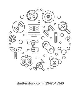 Genetics and DNA icons in circle shape vector concept outline minimal illustration