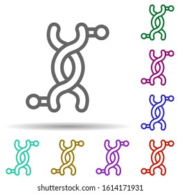Genetics, dna structure in multi color style icon. Simple thin line, outline vector of bioengineering icons for ui and ux, website or mobile application