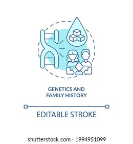 Genetics And Family History Concept Icon. Health Problems Resolving. Medical Treatment. Blood Illness Risk Abstract Idea Thin Line Illustration. Vector Isolated Outline Color Drawing. Editable Stroke