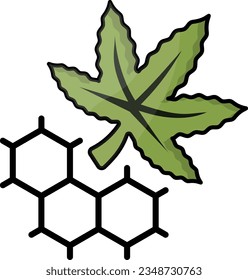 Genetics of hybrid strain leaf concept, Composition and compound in hemp vector icon design, Cannabis and marijuana symbol, thc and cbd sign, recreational herbal drug stock illustration