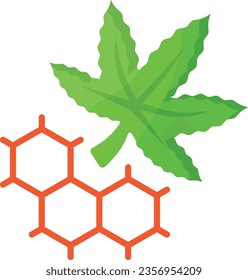 Genetics of hybrid strain leaf concept, Composition and compound in hemp vector color icon design, Cannabis and marijuana symbol, thca and cbda sign, recreational herbal drug stock illustration