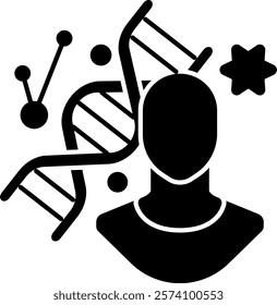 Genetics Icon - Black Filled Style - Neuroscience Theme