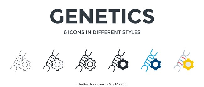 Genetics Icon In Different Style Vector Illustration. Designed In Thin Line, Regular Line, Bold Line, Glyph, Color Fill, And Flat Style Can Be Used For Web