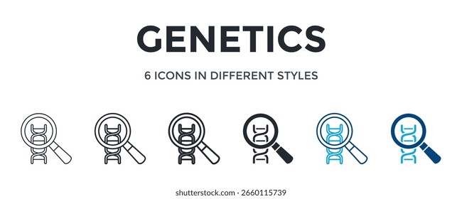 Genetics Icon In Different Style Vector Illustration. Designed In Thin Line, Regular Line, Bold Line, Glyph, Color Line, And Color Glyph Style Can Be Used For Web