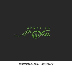 Genetics icon, dna, transmissible, familial, hereditary, transmitted, inheritable, inherited, science and technology, black background, vector illustration