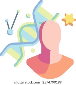 Genetics Icon - Flat Color Style - Neuroscience Theme