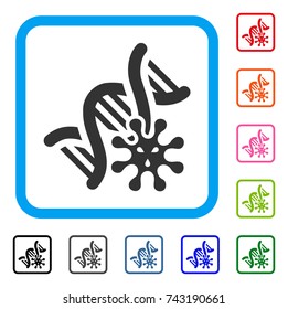 Genetics icon. Flat grey iconic symbol in a light blue rounded square. Black, gray, green, blue, red, orange color additional versions of Genetics vector. Designed for web and software interfaces.