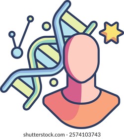 Genetics Icon - Lineal Color Style - Neuroscience Theme