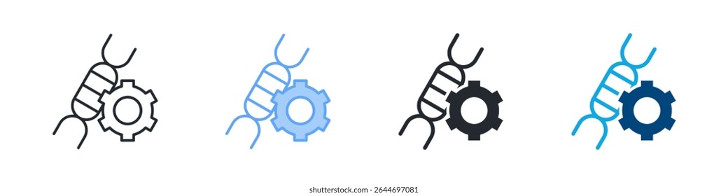 Genética Ícone Definir Estilo Múltiplo. Projetado Em Contorno, Azul, Glifo, Tom Duplo