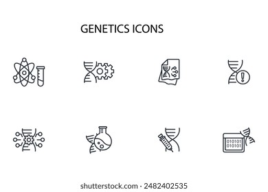 Genetics icon set.vector.Editable stroke.linear style sign for use web design,logo.Symbol illustration.