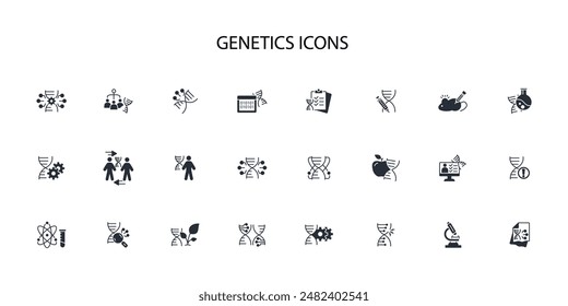Conjunto de iconos genéticos.Vector.Trazo editable.signo de estilo lineal para utilizar Diseño web,logo.Ilustración de símbolo.
