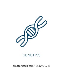 genetics icon. Thin linear genetics outline icon isolated on white background. Line vector genetics sign, symbol for web and mobile