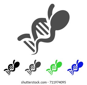 Genetics icon. Vector illustration style is a flat iconic genetics symbol with black, grey, green, blue color versions. Designed for web and software interfaces.