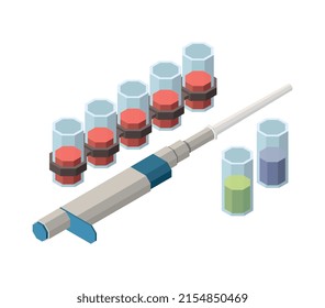 Genetics isometric composition with isolated science image on blank background vector illustration