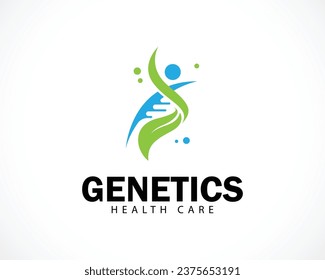 logo genético ADN creativo biología de la salud personas diseño concepto naturaleza médica hoja