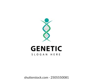 Genetics logo creative DNA biology health care people design concept medical