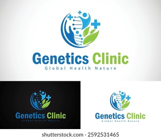 genetics logo creative health care nature people plus icon design