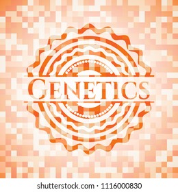 Genetics orange mosaic emblem with background