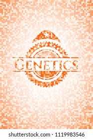 Genetics orange mosaic emblem with background