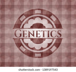 Genetics red geometric badge. Seamless.
