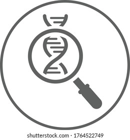 Genetics, research, DNA test icon / gray color