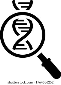 Genética, investigación, ícono de prueba de ADN / color negro