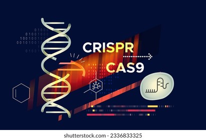 Investigación genética - Edición y modificación del ADN Helix - Tecnología CRISPR-CAS9 - Ilustración abstracta como archivo EPS 10