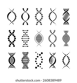 Genetics Stroke icon collections. Containing genetics related icons DNA, chromosomes, genetic modification, experiments and more